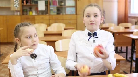 School lunch for children on the break between classes Stock Footage 107776302
