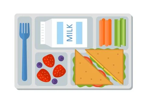 School lunch in flat style Stock Illustration