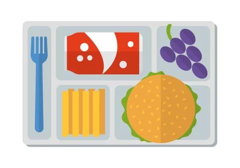 School lunch in flat style Stock Illustration