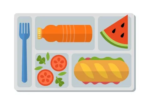 School lunch in flat style Stock Illustration