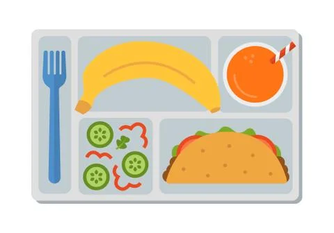 School lunch in flat style Stock Illustration