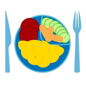 School lunch, isolated vector illustration. Kids school meals icon in flat st 스톡 일러스트