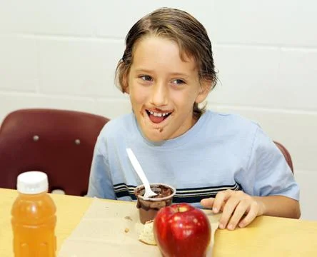 School Lunch - Messy Eater Stock Photos