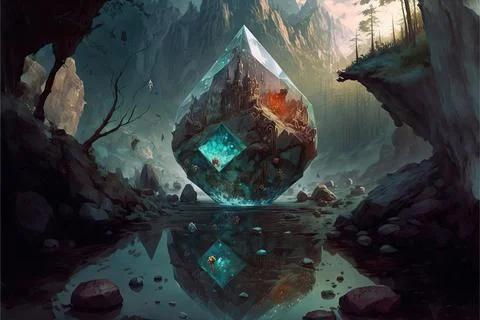 A School Of Magic At The Bottom Of A Lake Stock Illustration