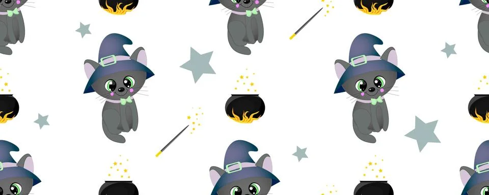 School of magic. MAGIC. The cat is black. Magical items. Harry Potter and Hog Illustrazione stock