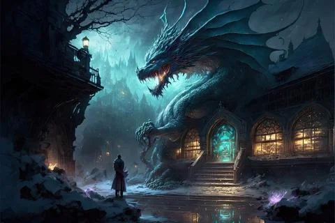 A School Of Magic By The Main Trade Road Stock Illustration