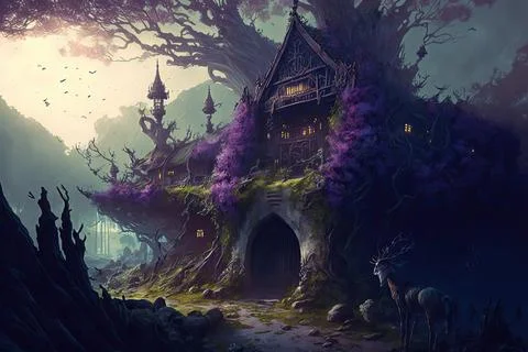 A School Of Magic By The Main Trade Road Stock Illustration