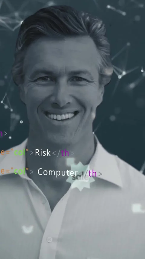 In school, man creating animation with computer code and network connections Stock Footage 344332020
