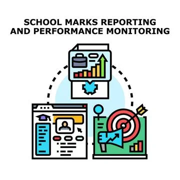 School marks reporting and performance monitoring system Stock Illustration