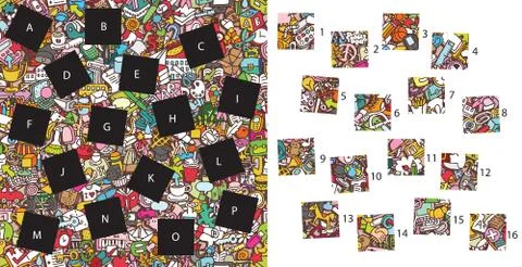School: Match pieces, visual game. Solution in hidden layer! Stock Illustration