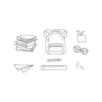 School materials isolated on white Stock Illustration