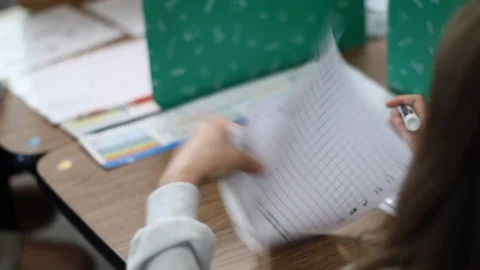 In School - Math Work Sheet - Close Up Stock Footage 116752752