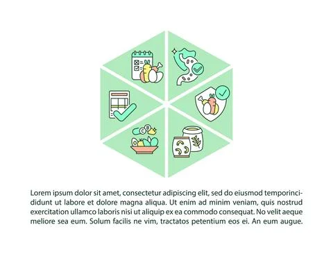 School meal standards concept line icons with text Stock Illustration