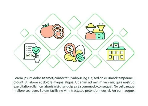 School meal standards concept line icons with text Stock Illustration