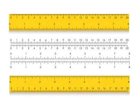 School measuring ruler with centimeters and inches. Size indicators with Stock Illustration