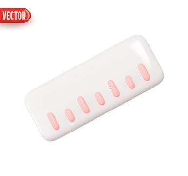 School measuring ruler. Realistic 3d design element In plastic cartoon style. 库存插图