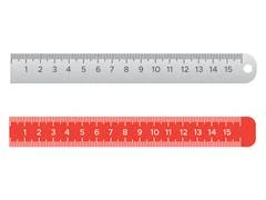 Metallic school rulers. Ruler centimeter, millimeter, decimeter vector  illustration Stock Vector