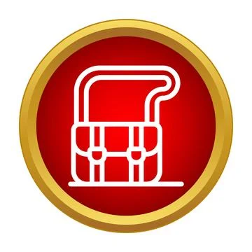 School messenger bag icon on red circle Stock Illustration