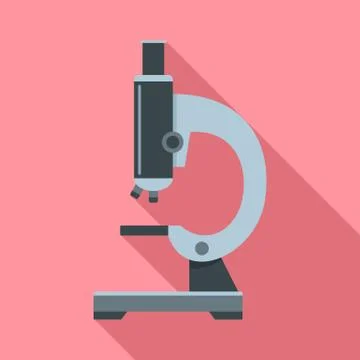 School microscope icon, flat style Stock Illustration