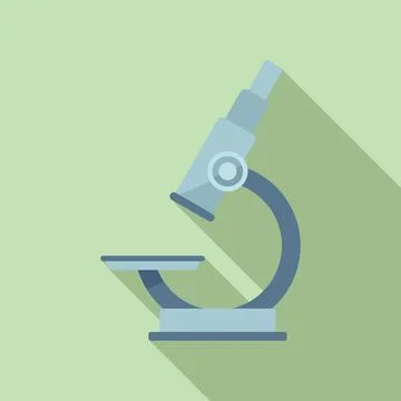 School microscope icon flat vector. University study Stock Illustration