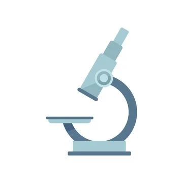 School microscope icon flat vector. University study Stock Illustration