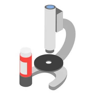 School microscope icon isometric vector. Small microscope container with reagent Illustrazione stock