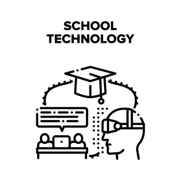 School Modern Technology Vector Black Illustration Stock Illustration