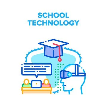 School Modern Technology Vector Concept Color Stock Illustration