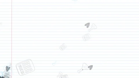 School notebook with flying hand-drawn attributes Stock Footage 98450553