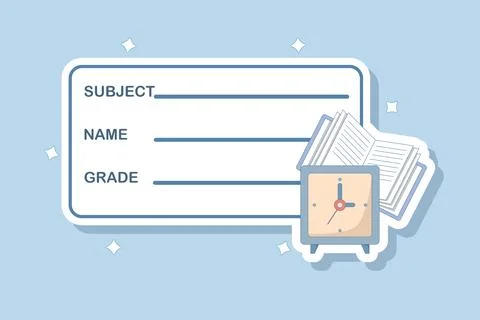 School Notebook Label Concept. School Notebook Label Template. Stock Illustration