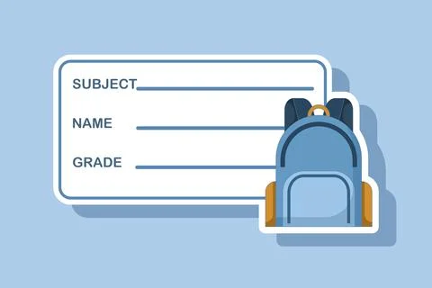 School Notebook Label Concept. School Notebook Label Template. Stock Illustration