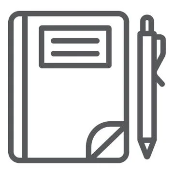 School notebook line icon, paper and education, note sign, vector graphics, a Illustrazione stock