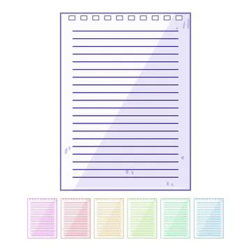School notebook line page cartoon vector graphic Stock Illustration