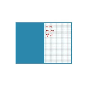 School notebook in a notebook cage with homework in mathematics. Flat vector  Stock Illustration