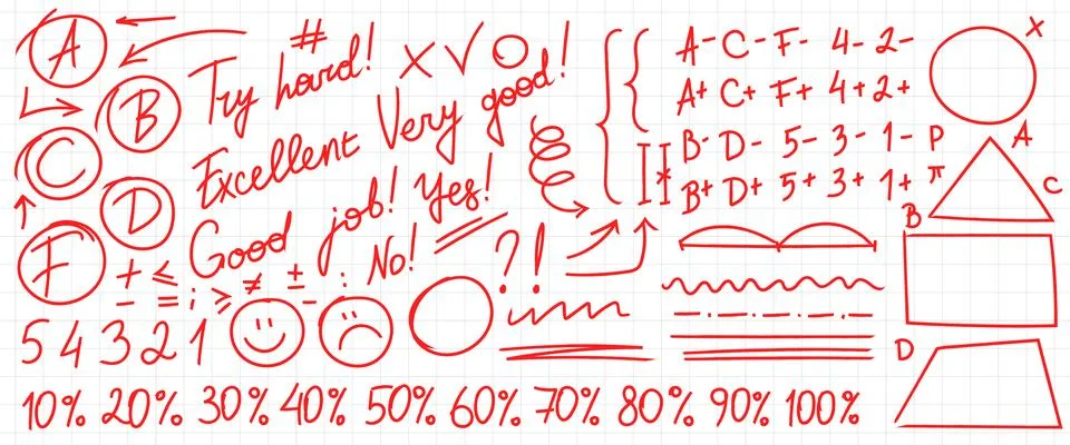 School notebook page with math and science doodles Ilustración de archivo