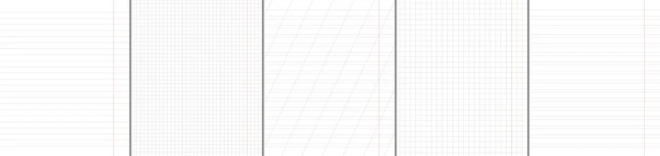 School notebook vertical paper sheets pattern set. Stock Illustration
