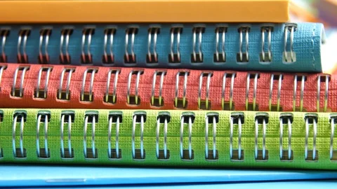 School notebooks on the spring block Video stock 88960416