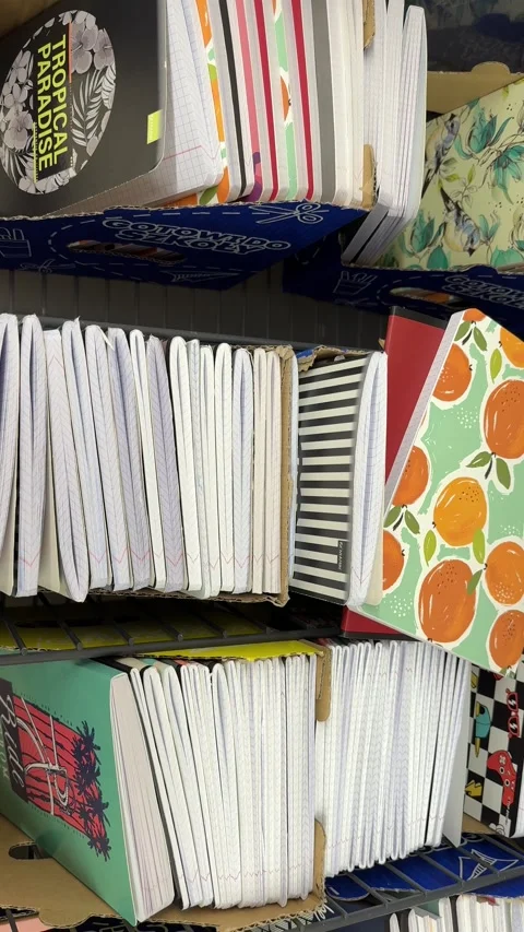 School Notebooks in a Supermarket Video stock 284209199