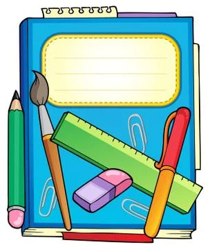 School notepad with stationery Stock Illustration