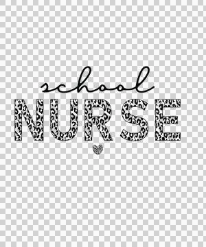 School Nurse Text With Leopard Print displaying heart Ilustração Stock