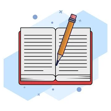 School Object Concept. Open Book and Pencil. Open book vector icon. Stock Illustration