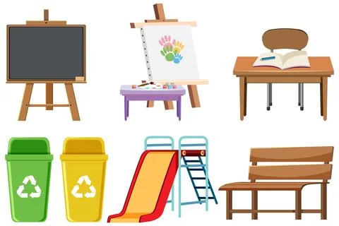 School objects anf elements set Stock Illustration