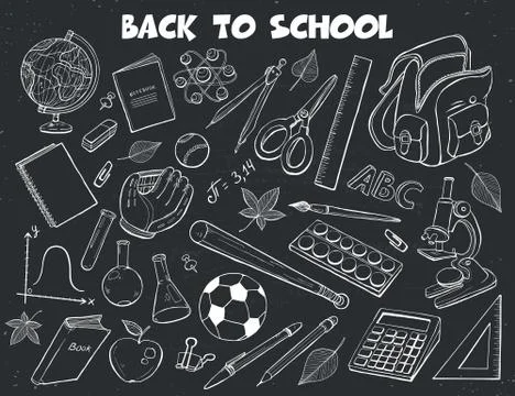 School objects vector collection Stock Illustration
