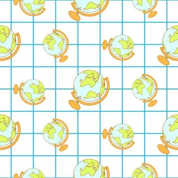 School objects vector seamless pattern Illustrazione stock