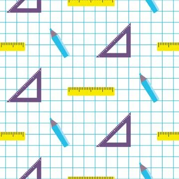 School objects vector seamless pattern Stock Illustration