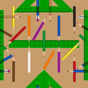 School objects vector seamless pattern Stock Illustration