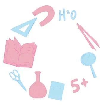 School objects on a white background. Vector illustration. School board, note Stock Illustration