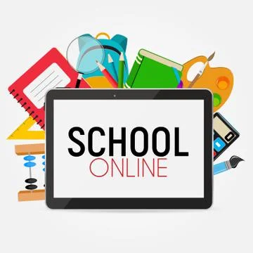 School Online Concept Background Vector Illustration イラスト素材