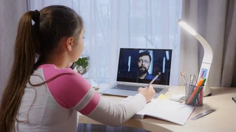 School online learning during the quarantine period Video stock 126934339