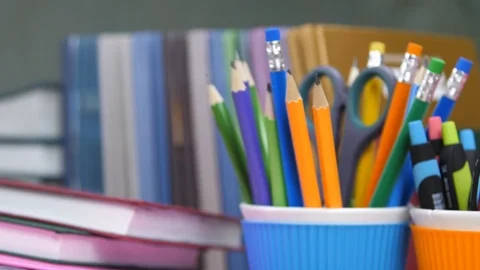 School or office stationery Stock Footage 88960236